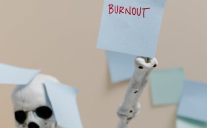 sticky note on a skeleton