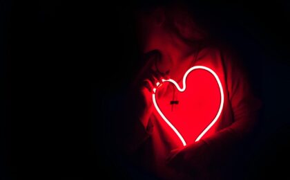 heart shaped red neon signage