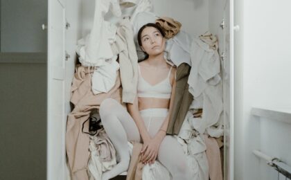 woman inside a closet