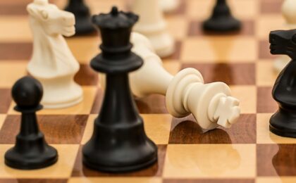 black white and brown chess board game